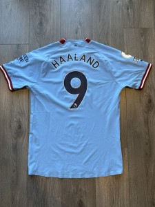 Erling Haaland Match Player Spec Issue 2022/23 Manchester City Home Shirt Treble for sale on Ebay