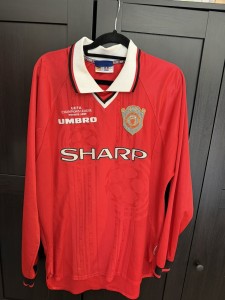 Umbro Manchester United 1999 Champions League Long Sleeve Home Shirt Mens Large for sale on Ebay
