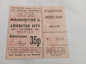 Man United V Leicester City. Ticket Stub for sale on Ebay
