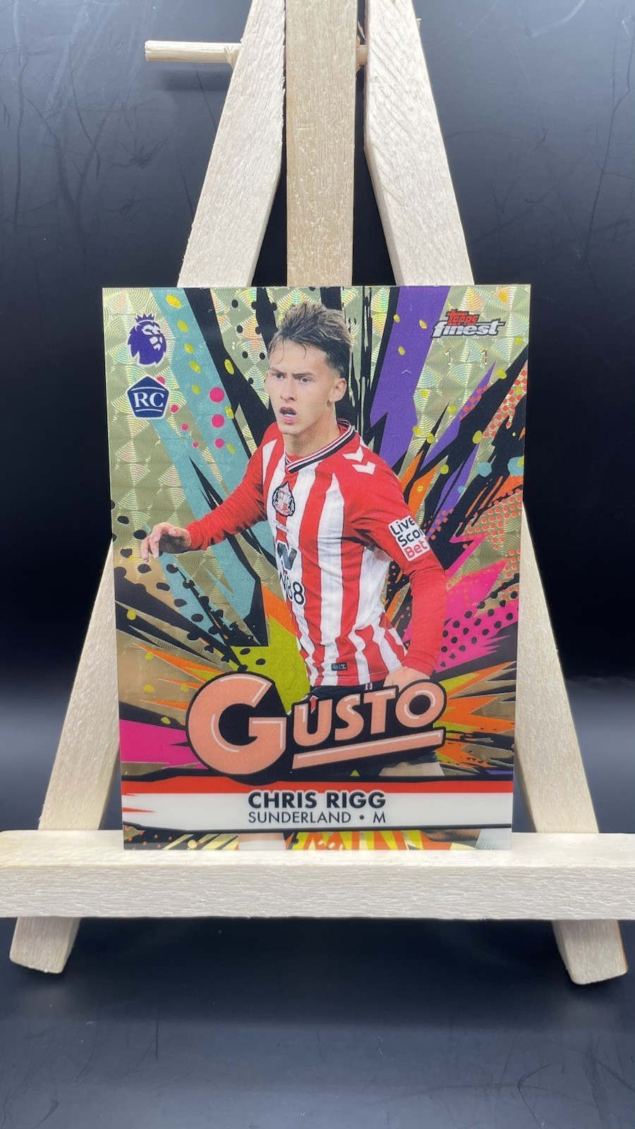 Topps Finest Prem 2026 Chris Rigg Sunderland 1/1 Superfractor Gusto Case Hit for sale on Ebay