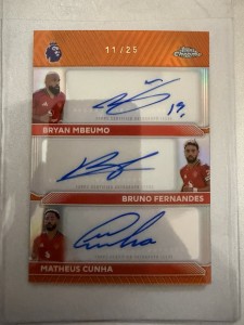 Mbuemo/Cunha/Fernandes TOPPS Chrome Triple Auto 25/26 Manchester United for sale on Ebay