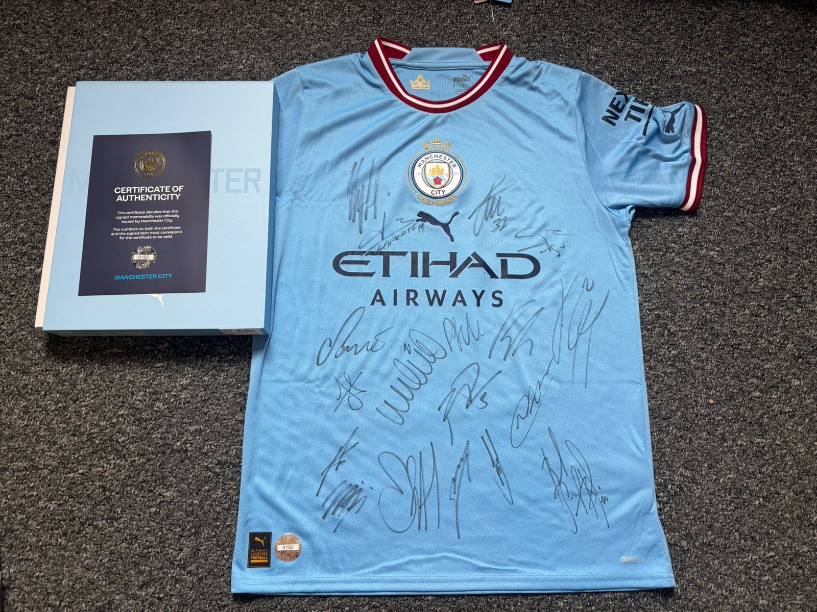 Manchester City Signed Treble Shirt 22/23 BNWT + Official Club Coa Foden Haaland for sale on Ebay