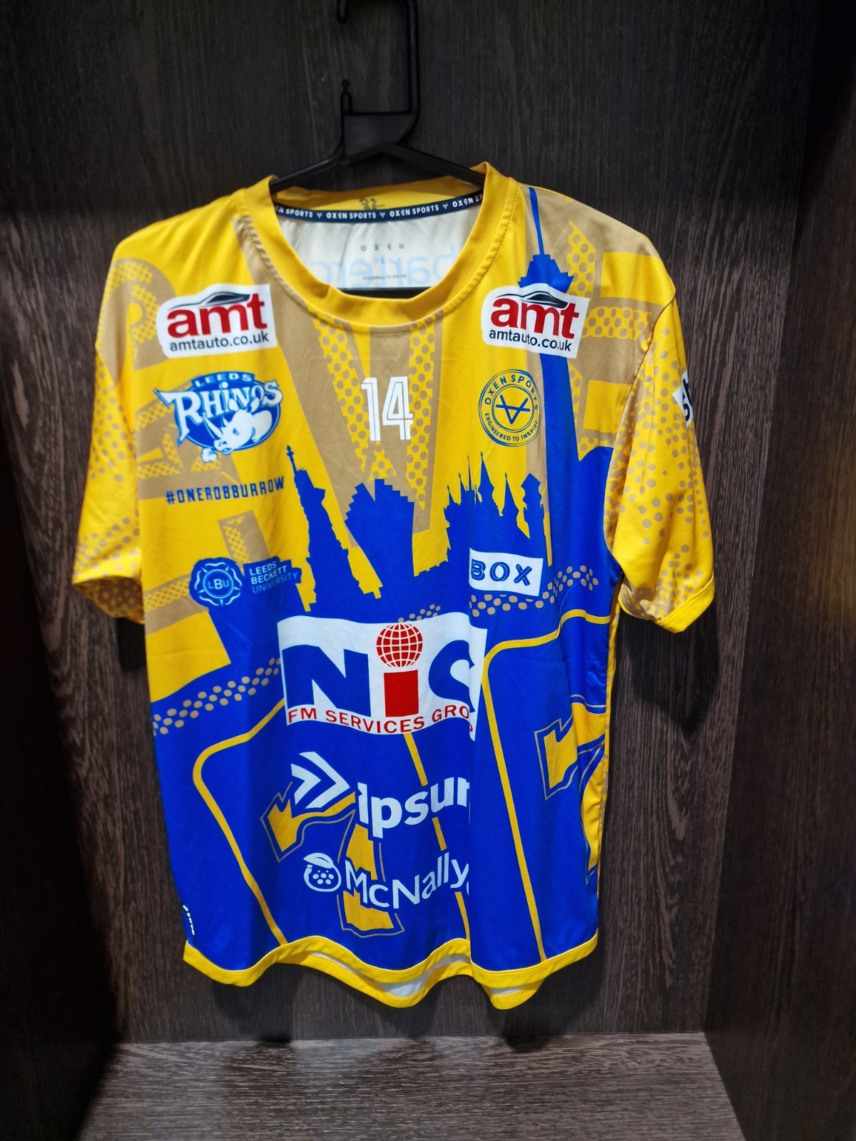 Authentic Leeds Rhinos Players Warm-Up Top, No. 14. (size L) for sale on Ebay