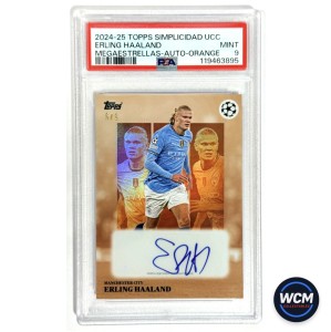 Erling Haaland 2024-25 Topps Simplicidad Orange Auto 5/5 PSA 9 Manchester City for sale on Ebay