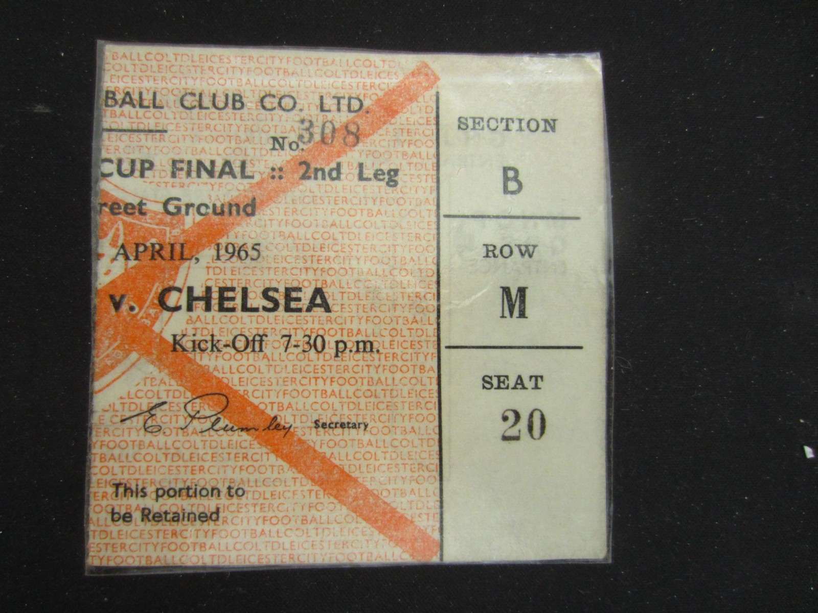 1965 LEAGUE CUP FINAL LEICESTER CITY v CHELSEA TICKET STUB for sale on Ebay