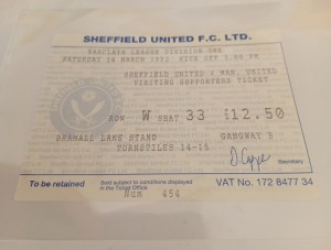 Sheffield United V Man United Saturday  14 March 1982  Ticket for sale on Ebay