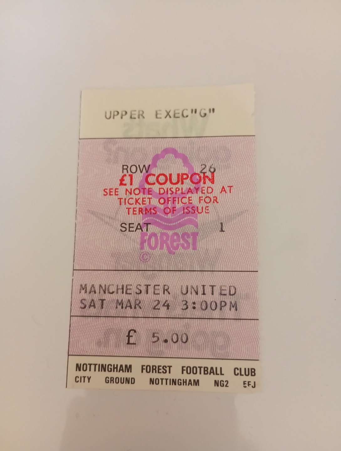 Nottingham Forest  V Man United  March 24 1983/84 Ticket for sale on Ebay