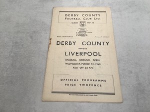 Derby County v Liverpool 1947/48 Division 1 - 31st March 1948 for sale on Ebay