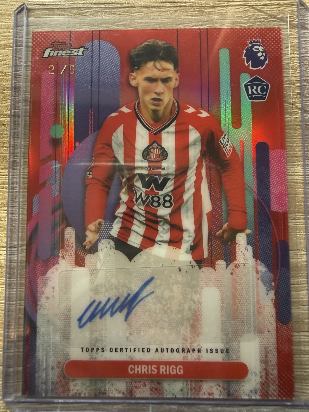 Chris Rigg 2025-26 Topps Finest Red Auto RC /5 Sunderland England Midfielder for sale on Ebay