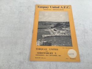 Torquay United v Shrewsbury Town 1954/55 Division 3 South - 22nd September 1954 for sale on Ebay
