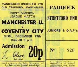 MANCHESTER UNITED V COVENTRY CITY 27/12/1971 -  USED TICKET FEAT GEORGE BEST for sale on Ebay
