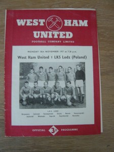 1957 WEST HAM UNITED v LKS LODZ for sale on Ebay
