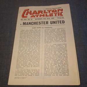 CHARLTON V MANCHESTER UTD 1949/50 1ST DIVISION FOOTBALL PROGRAMME SIR MATT BUSBY for sale on Ebay