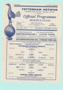 1956/57 FOOTBALL COMBINATION : TOTTENHAM HOTSPUR v IPSWICH TOWN RESERVES for sale on Ebay