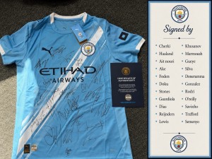 Manchester City Signed 25/26 Jersey Erling Haaland Foden Cherki + OFFICIAL COA for sale on Ebay