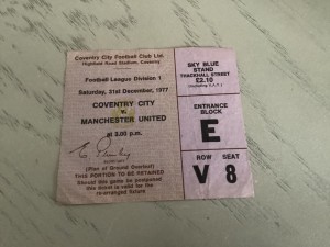 Coventry City  V Manchester United  Football Match Ticket Stub 1977/78 for sale on Ebay