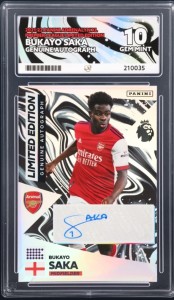 Bukayo Saka auto Arsenal 2021-2022 adrenalyn xl Ace grading 10 POP 1. RARE for sale on Ebay
