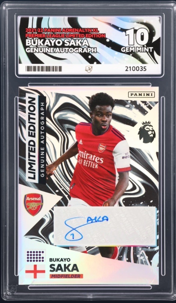 Bukayo Saka auto Arsenal 2021-2022 adrenalyn xl Ace grading 10 POP 1. RARE for sale on Ebay