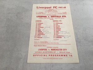 Liverpool v Sheffield United Reserves 1967/68 Central League Single Sheet for sale on Ebay