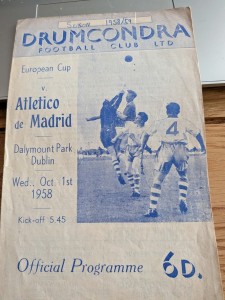 drumcondra v atletico madrid 01/10/1958 european cup 1st rnd 2nd leg for sale on Ebay