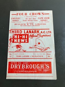 Third Lanark v  Kilmarnock  2nd Jan 1963  Scottish League Div 1 for sale on Ebay
