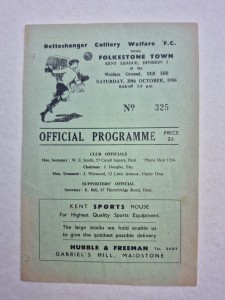 1956-57 - Betteshanger CW v Folkestone Town - Kent League - 20th October 1956. for sale on Ebay