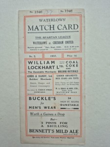 1937/38 - Waterlows (Dunstable) v Chesham United - Spartan League - 25th Sept for sale on Ebay