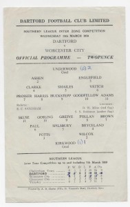 1958/59 Southern League Inter-Zone Competition - DARTFORD v. WORCESTER CITY s/s for sale on Ebay