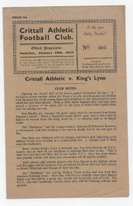 1952/53 Eastern Counties League - CRITTALL ATHLETIC v. KINGS LYNN for sale on Ebay