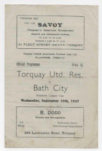 1947/48 Southern League Cup - TORQUAY UNITED Reserves v. BATH CITY for sale on Ebay