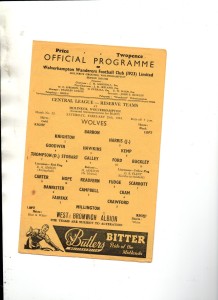 Wolverhampton wanderers  Reserves v Westbromwich Albion 29/2/64 for sale on Ebay