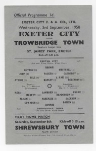 1958/59 Southern League Cup - EXETER CITY Reserves v. TROWBRIDGE TOWN (s/sheet) for sale on Ebay