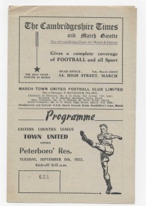 1955/56 Eastern Counties League - MARCH TOWN UNITED v. PETERBOROUGH UNITED Res. for sale on Ebay