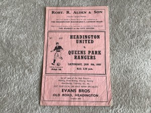 Headington United V Queens Park Rangers QPR. 8th Jan 1955. Friendly for sale on Ebay