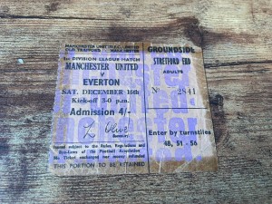 TICKET STUB  Manchester United v EVERTON 1967/68 RARE ORIGINAL 16/12/1967 for sale on Ebay