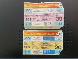 2 x tickets from Football World Cup 1982 final and 3/4 place match for sale on Ebay