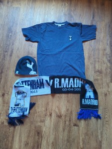 TOTTENHAM HOTSPUR REAL MADRID SCARF 2011 T- SHIRT AND BEANIE JOB LOT SPURS for sale on Ebay