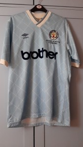 Manchester City 88/89 Arthur Albiston Testimonial Match Worn Umbro Shirt for sale on Ebay