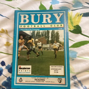 Bury V Reading (1991/92) for sale on Ebay
