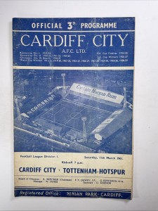 Cardiff City v Tottenham Hotspur;  11th March 1961 * Spurs Double Season * for sale on Ebay