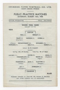 1958 Senior & Intermediate Trial Matches - SWINDON TOWN Reds v. Blues (s/sheet) for sale on Ebay