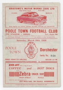 1956 Dorset Senior Cup Semi Final - POOLE TOWN v. DORCHESTER TOWN for sale on Ebay