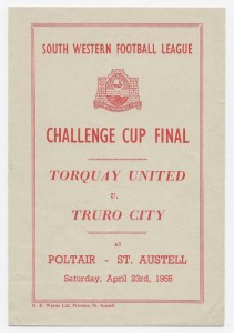 1955 South Western League Challenge Cup Final - TORQUAY UNITED Res v. TRURO CITY for sale on Ebay