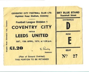 Coventry City v Leeds United 1973/74 TICKET for sale on Ebay
