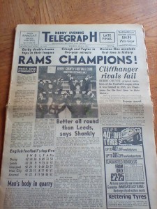 DERBY TELEGRAPH, 09/05/1972 Derby County 1st Division Champions for sale on Ebay