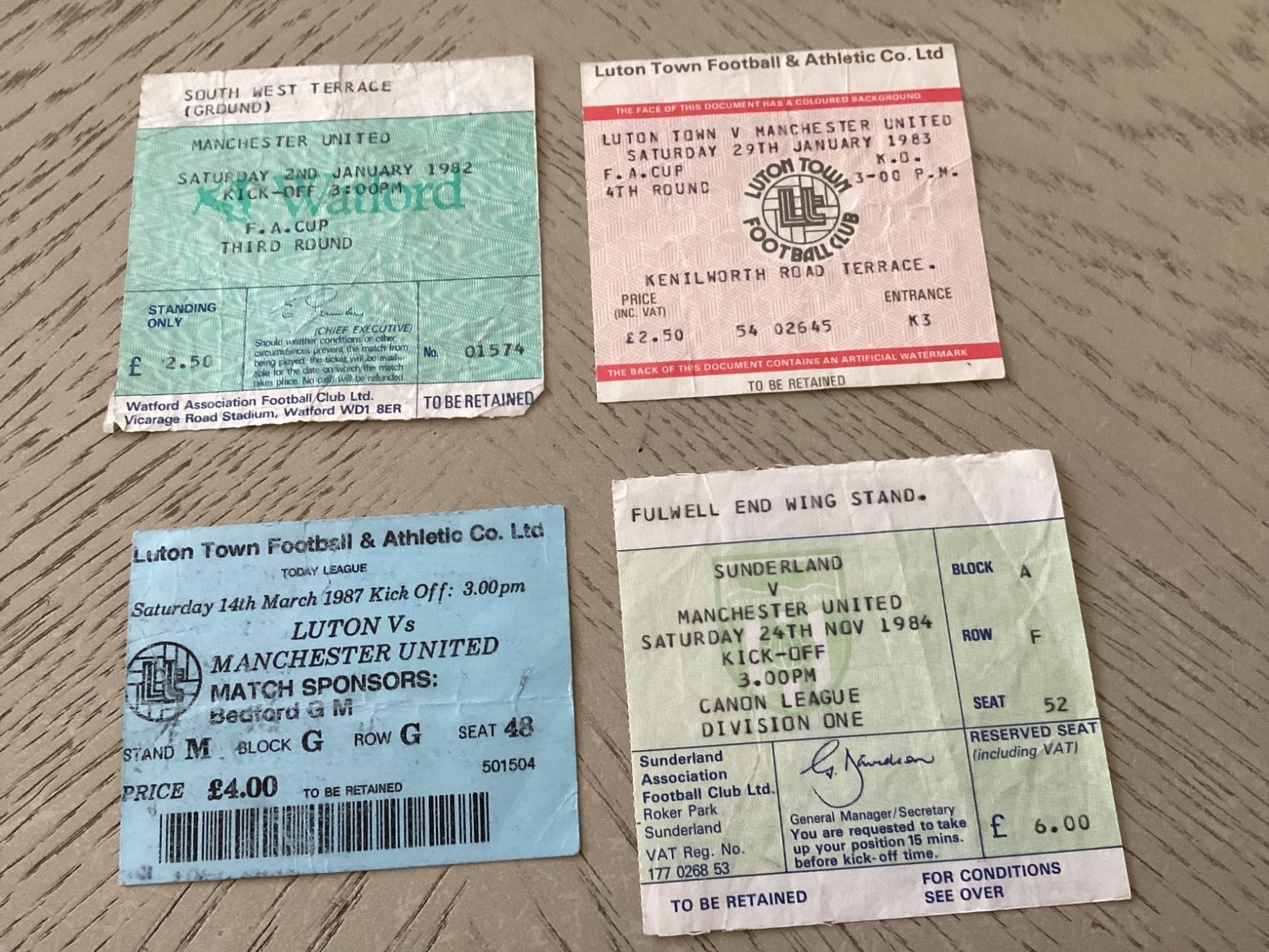 4 x 1980s Away Manchester United  Football Match Ticket Stubs for sale on Ebay