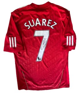 LUIS SUAREZ Hand Signed Authentic Liverpool Warrior Home Adidas Shirt for sale on Ebay