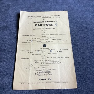 1961/2 Hastings Utd v Dartford. single sheet for sale on Ebay
