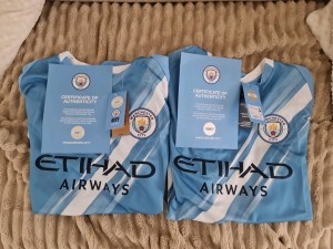 Manchester City 2x Player Signed Shirts 2026 Premier League COA for sale on Ebay