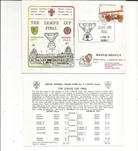 1975  DAWN   FOOTBALL COVER  FC 9  LEAGUE CUP FINAL ASTON VILLA v NORWICH CITY for sale on Ebay